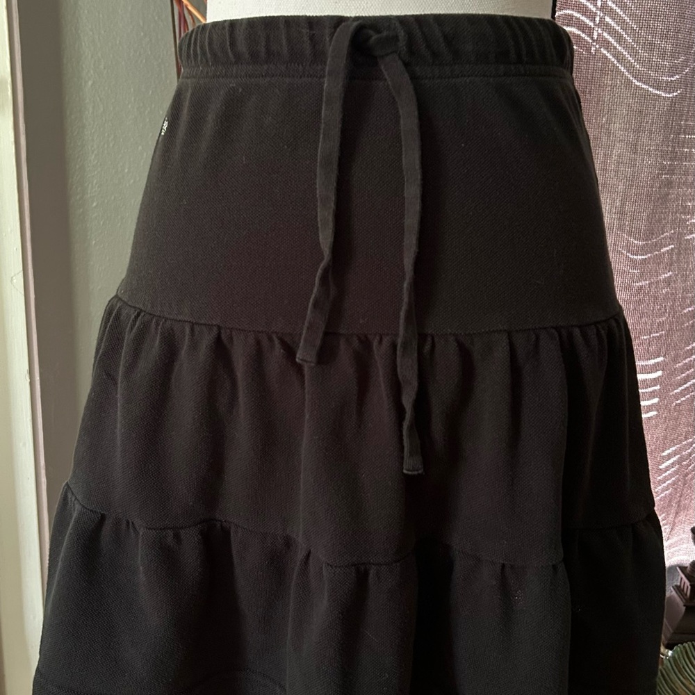 Lacoste Black Tiered Midi Skirt, 100% cotton